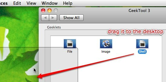 GeekTool - Vis systeminformasjon på Mac i stil 02 Dra Shell-konsollen