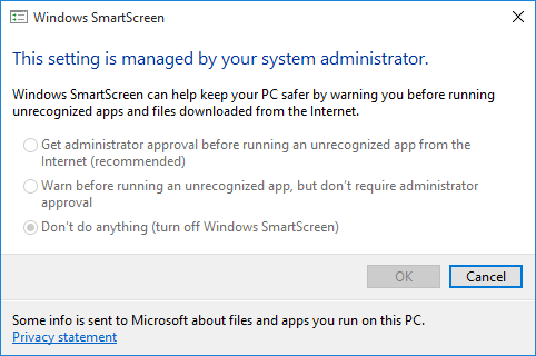 Windows 10 SmartScreen-innstillinger