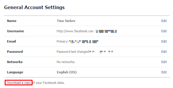 Last ned Facebook-data