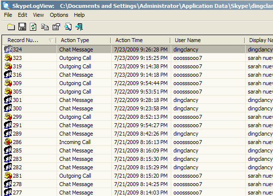 Skype-loggvisning