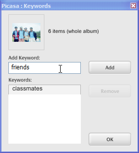 Picasa - Nøkkelord for bilder