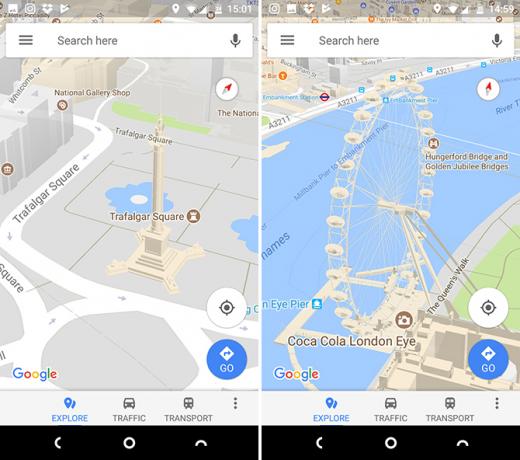 google maps android 3d-visning