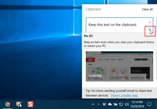 Fest et element til utklippstavlen i Windows 10