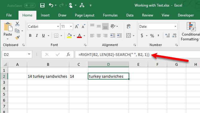 excel textfunksjoner - Skill tekst i flere celler