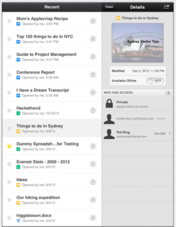 google dokumenter ipad app